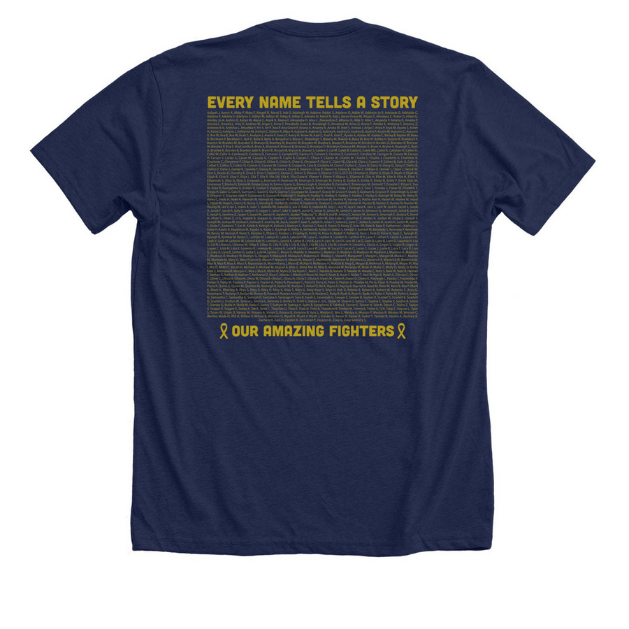 Childhood Cancer Awareness 2025 - OAF Shirts, a Solid Navy Blend Premium Unisex Tee (back-view)