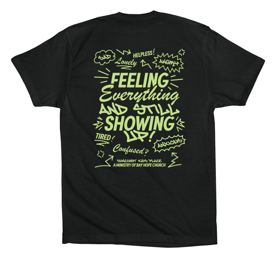 Grief is Normal, So Are You: Neon Green Tops, a Vintage Black Premium Cotton Tee (back-view)