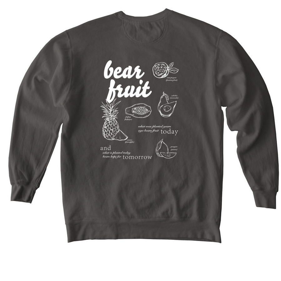 Bear Fruit Campaign Crew, a Pepper Comfort Colors Crewneck Sweatshirt (back-view)