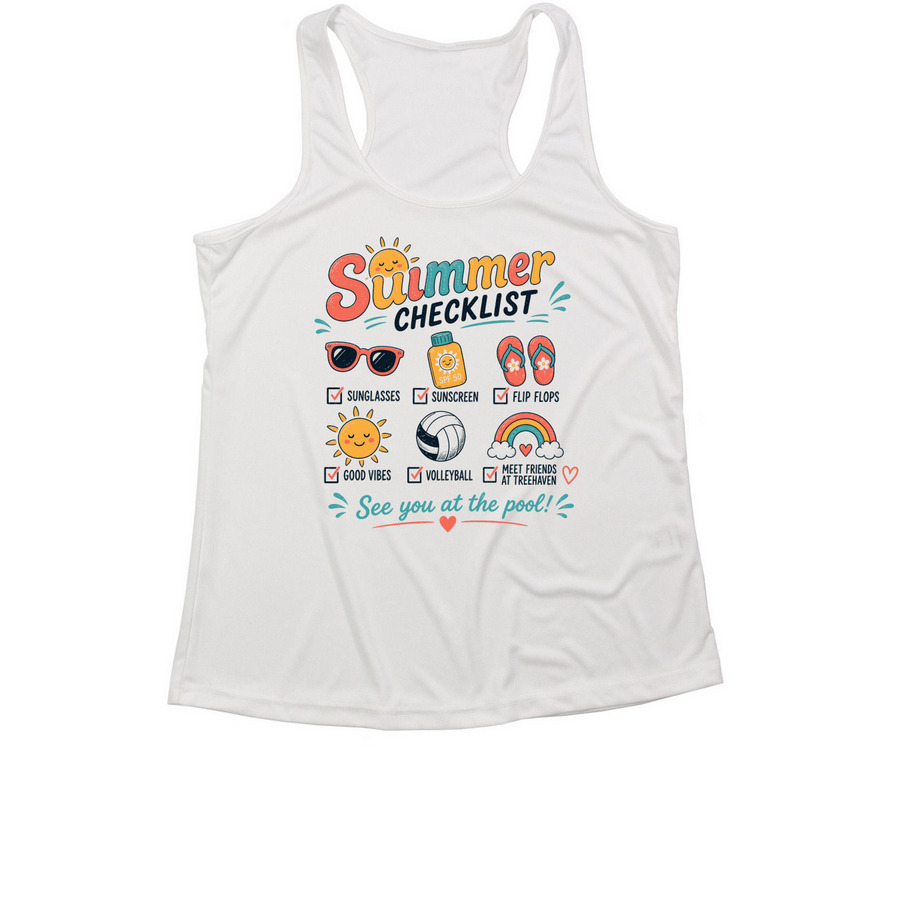 Summer Checklist Tank, a White Women's Performance Tank