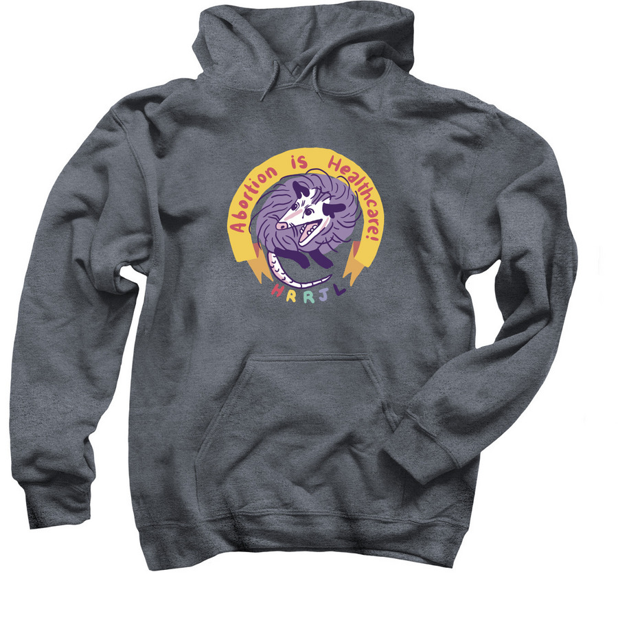 Abortion Is Healthcare Possum Sweaters, a Dark Heather Pullover Hoodie