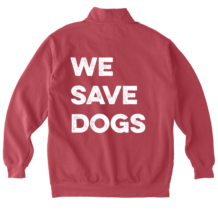 FCAR Swag to save some dogs!, a Crimson Comfort Colors Quarter Zip Pullover (back-view)
