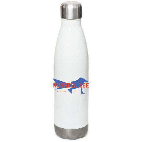 Roadrunner Blue Water Bottle, a White Stainless Steel Water Bottle