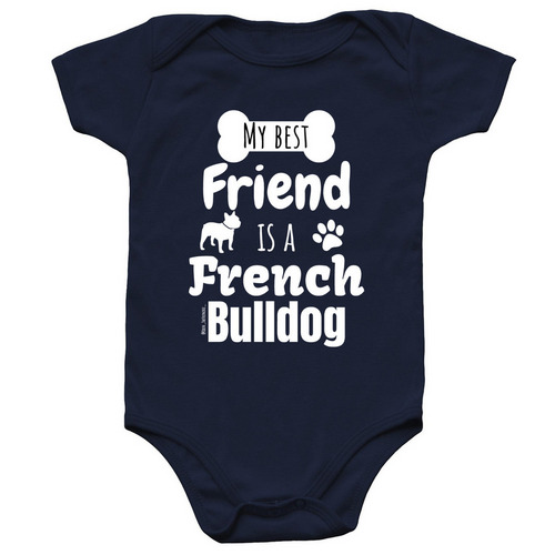Baby Frenchie Friends, a Navy Infant Onesie