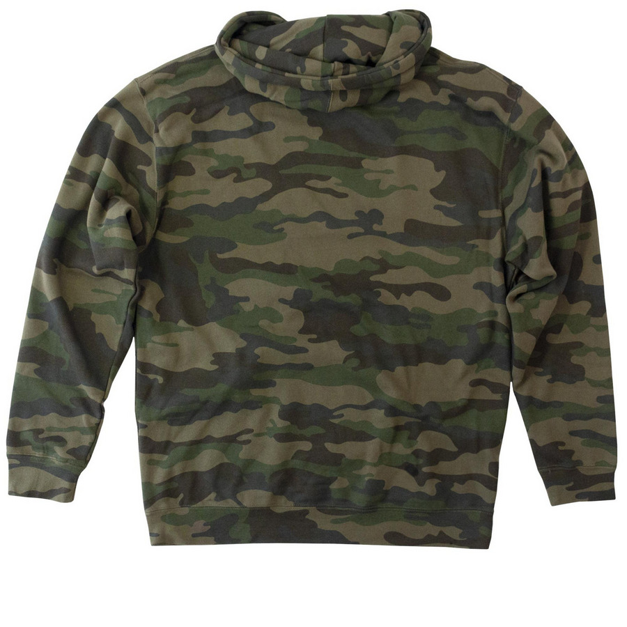 The Camo Collection, a Forest Camo Heavyweight Camo Pullover Hoodie (back-view)