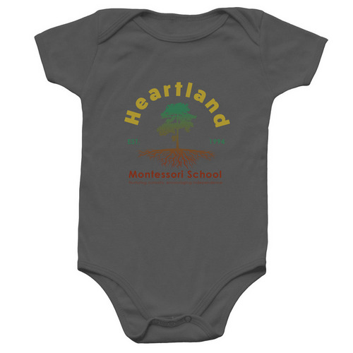 Heartland Montessori Infant Onesie, a Charcoal Infant Onesie