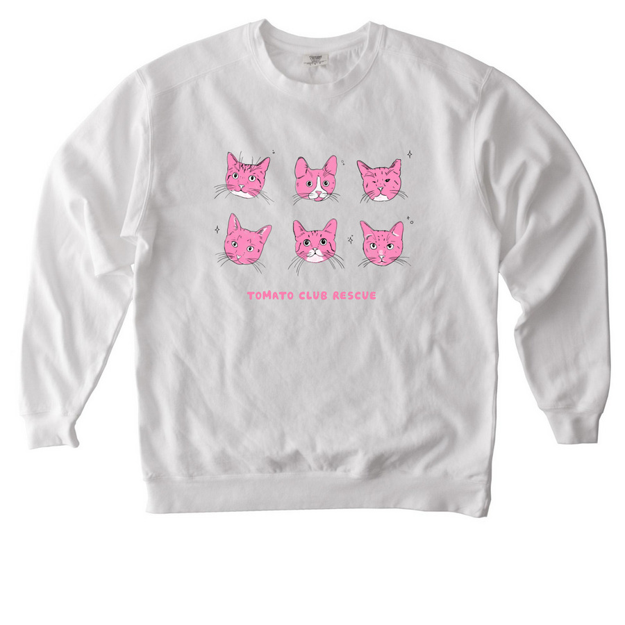 Tomato Cats Long Sleeve, a White Comfort Colors Crewneck Sweatshirt