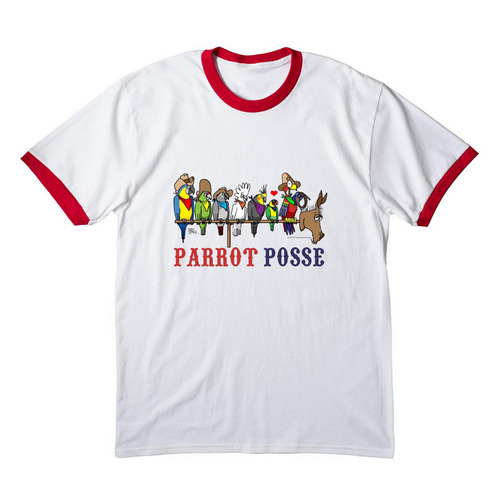 SHIRTS SHIRTS SHIRTS, a White/ Red Cotton Ringer Tee