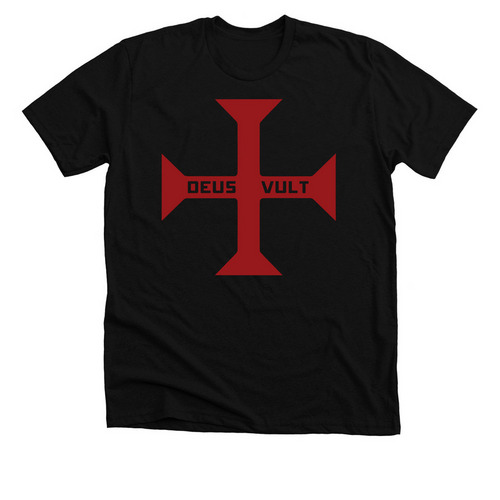 DEUS VULT CROSS, a Solid Black Blend Premium Unisex Tee