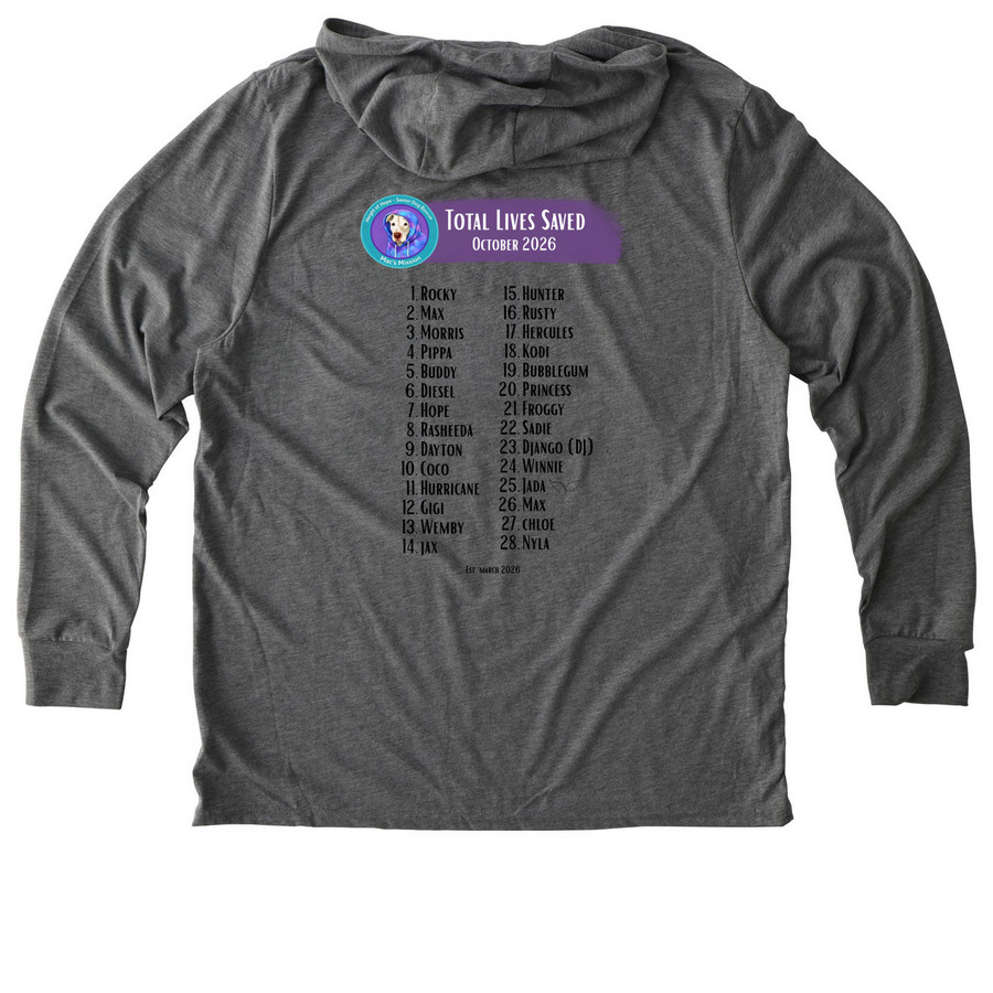 October 2026, a Aluminum Grey Allmade Eco Triblend Hoodie Tee (back-view)