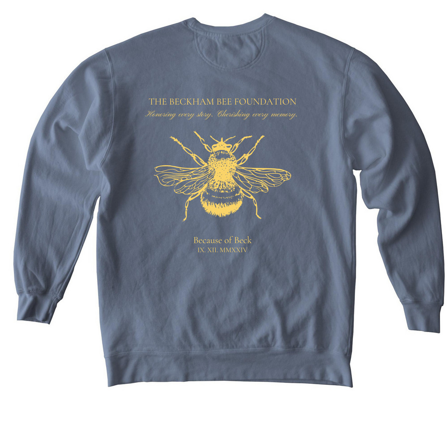 Adult and Youth Blue/Gray, a Blue Jean Comfort Colors Crewneck Sweatshirt (back-view)