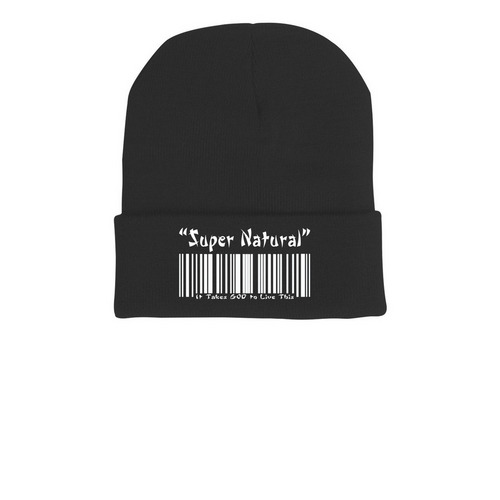 SuperNat Beanies, a Black Printed Cuffed Beanie
