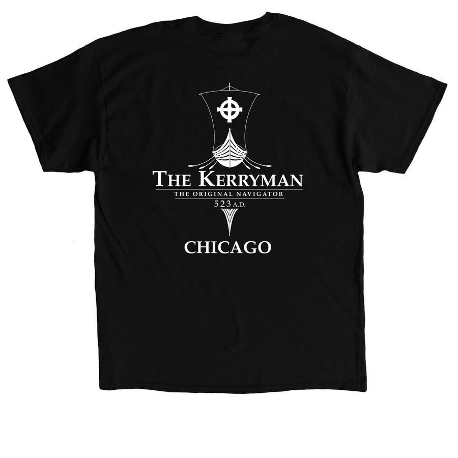 The Kerryman, a Black Classic Unisex Tee (back-view)