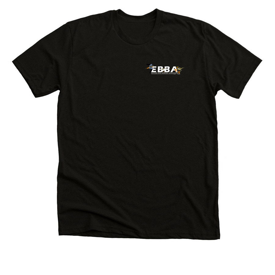 "EBBA" with Logo on Back, a Black Heather Premium Unisex Tee