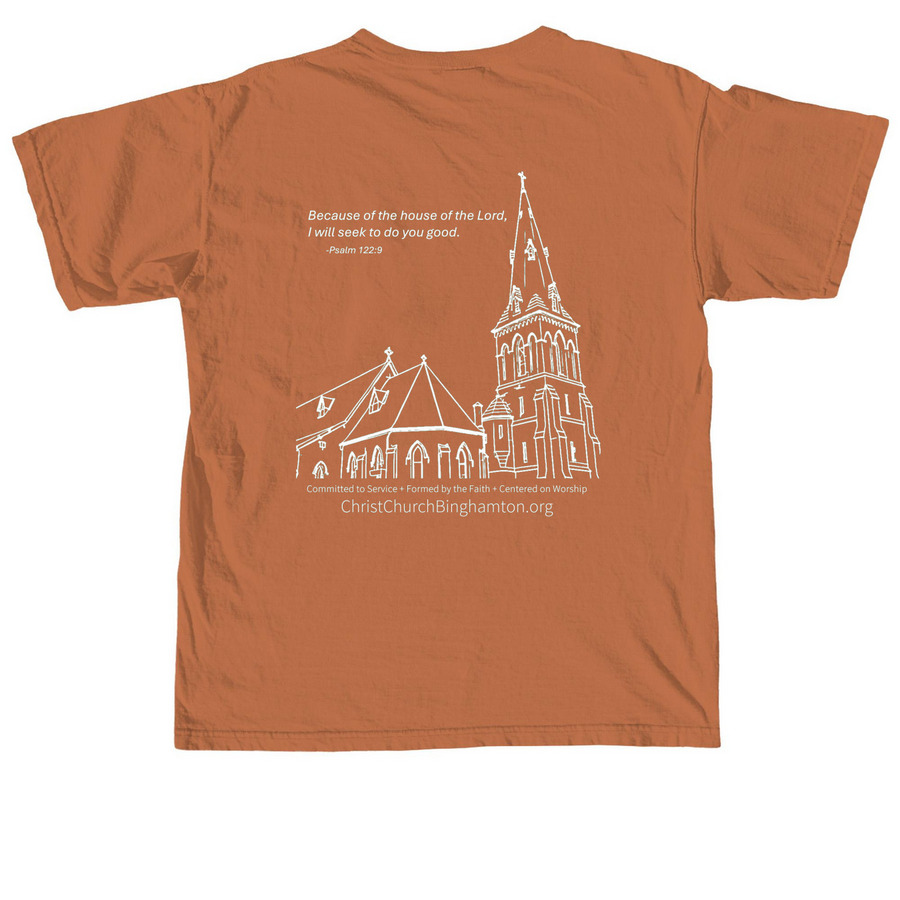 Christ Church, Binghamton, a Yam Comfort Colors Unisex Tee (back-view)