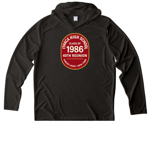 Ithaca High School Class of '86 Fundraiser, a Black UV Performance Long Sleeve Hoodie