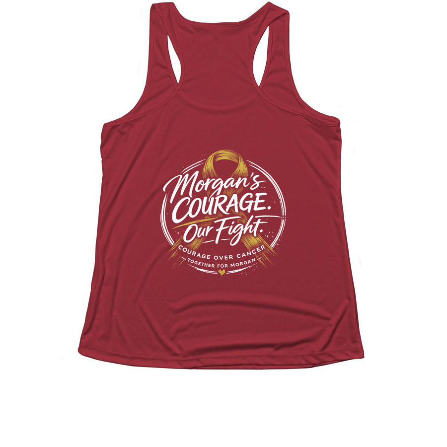 Morgan's Courage Over Cancer, a True Red Women's Performance Tank (back-view)