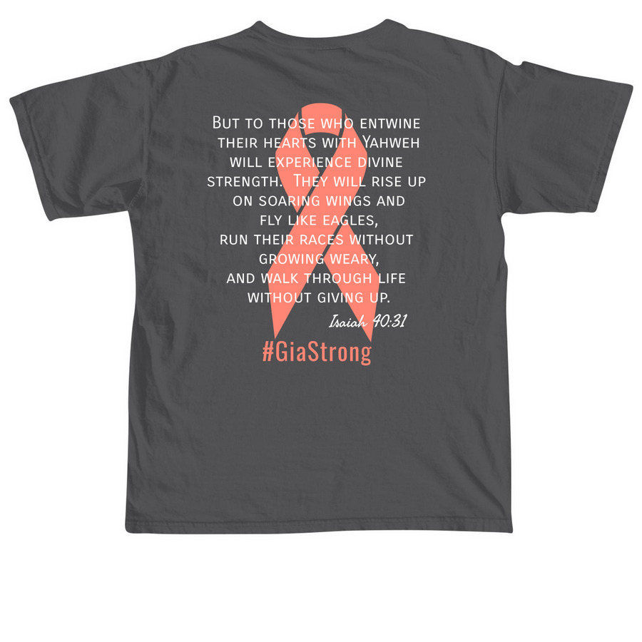 #GiaStrong, a Pepper Comfort Colors Unisex Tee (back-view)