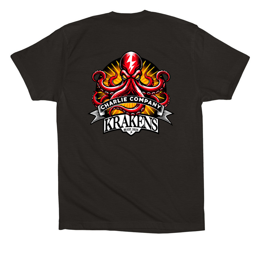 Kraken Unit Shirt, a Black Premium Cotton Tee (back-view)