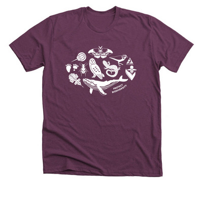 Mass Audubon Biodiversity Shirts, a Heather Maroon Premium Unisex Tee