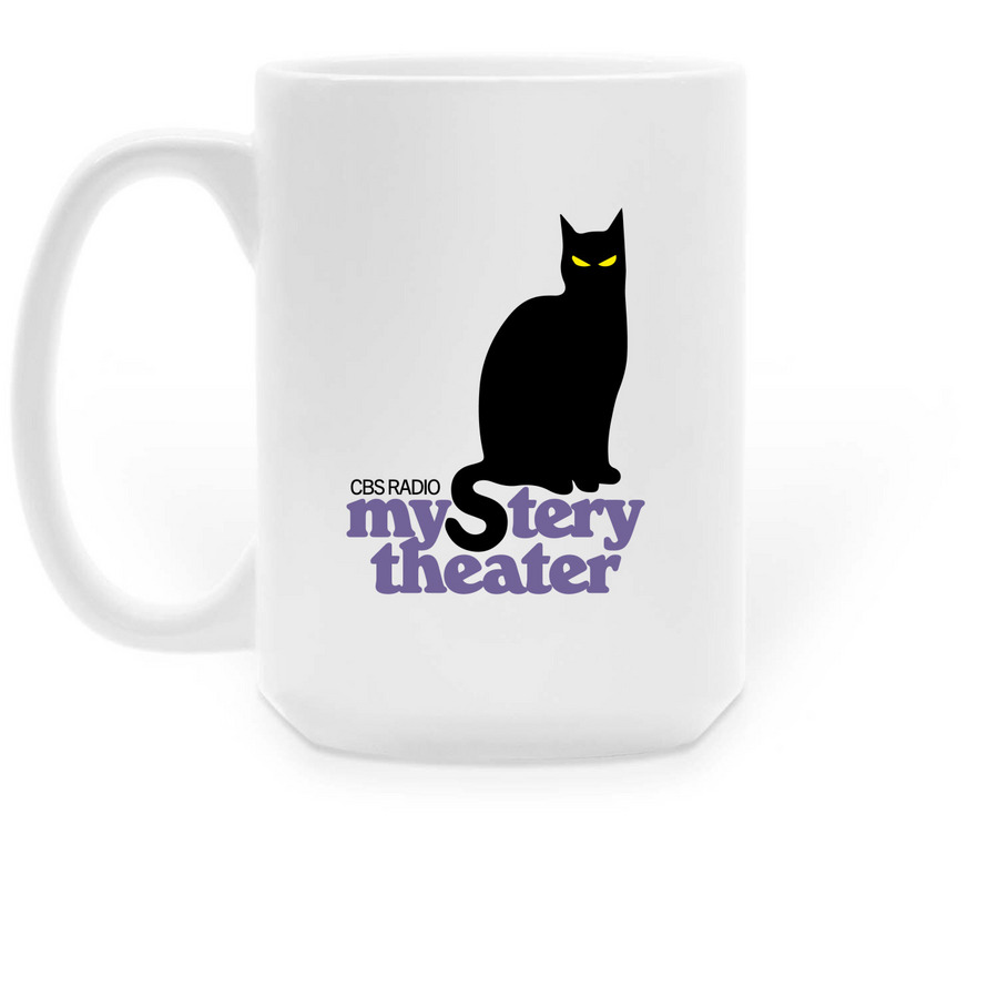 CBS Radio Mystery Theater Coffee Mug, a White Large Coffee Mug (back-view)