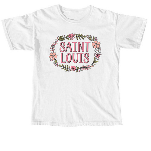 Saint Louis Floral Wreath, a White Comfort Colors Unisex Tee