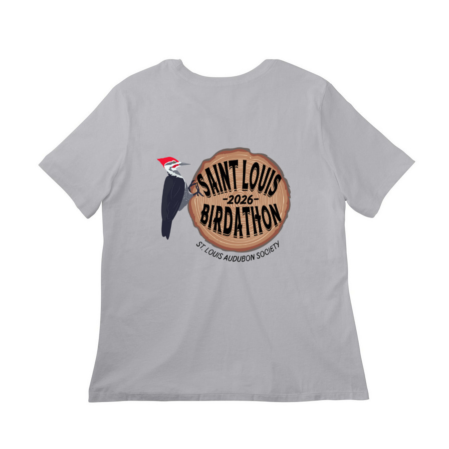 St. Louis Birdathon 2026, a Solid Athletic Grey Women?s Relaxed Cotton Tee (back-view)