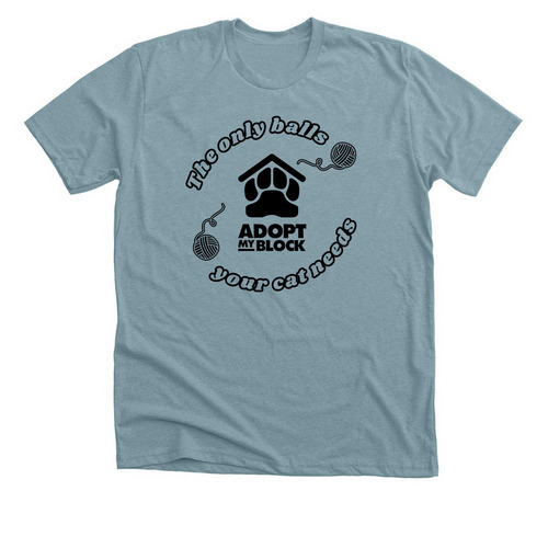 Cat Balls (Dark), a Heather Blue Lagoon Premium Unisex Tee