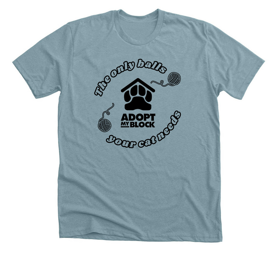 Cat Balls (Dark), a Heather Blue Lagoon Premium Unisex Tee