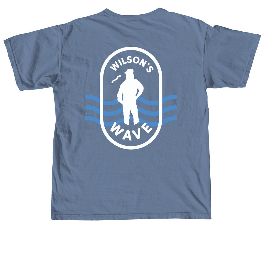 Wilson's Wave - Dark, a Blue Jean Comfort Colors Unisex Tee (back-view)