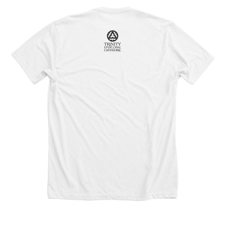 God Loves You Tee (light colors), a Solid White Blend Premium Unisex Tee (back-view)
