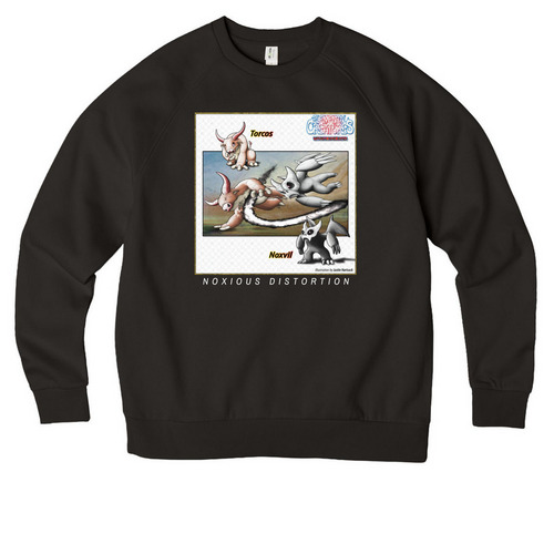 ELEMENTAL CREATURES NOXVIL & TORCOS, a Deep Black Allmade Organic CVC Crewneck Sweatshirt
