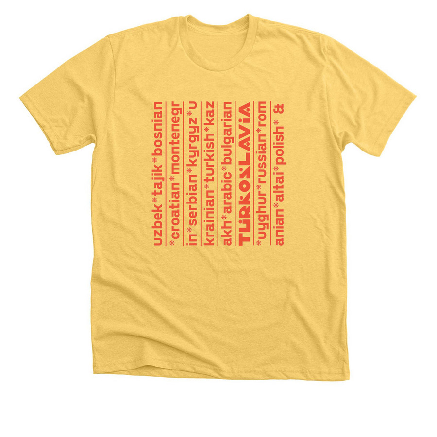 Turkoslavia T-shirt, a Heather Yellow Gold Premium Unisex Tee