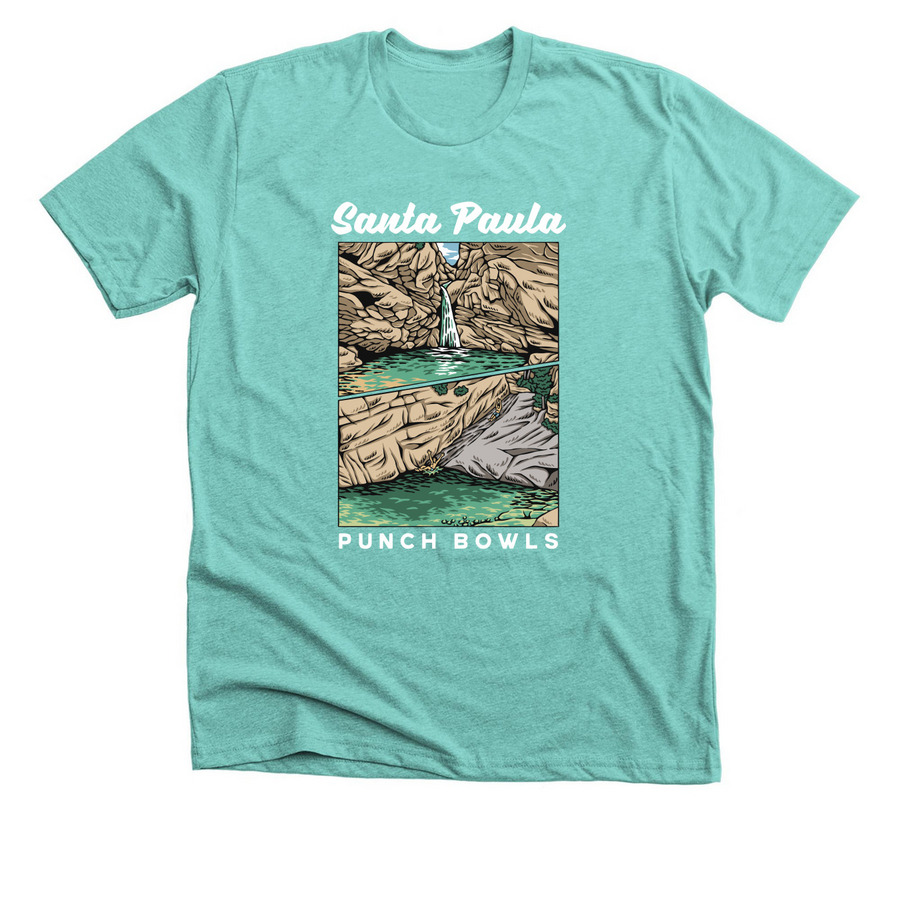 Santa Paula Punch Bowls, a Heather Sea Green Premium Unisex Tee