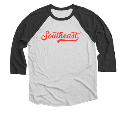 Team Southeast FW, a Black and Heather White 3/4 Sleeve Baseball Tee