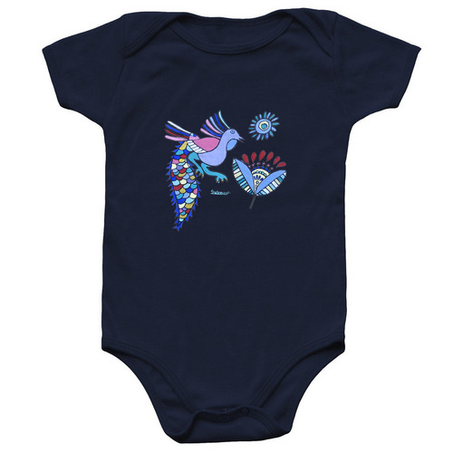 Sydney's Peacock Baby Onesie, a Navy Infant Onesie