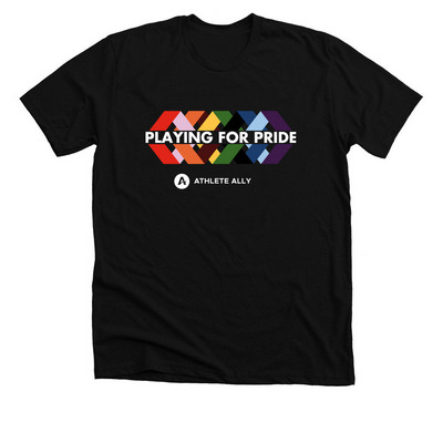 Playing For Pride: White Logo, a Solid Black Blend Premium Unisex Tee
