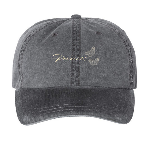 She is Steady Hat, a Black Printed Pigment Dye Baseball Cap