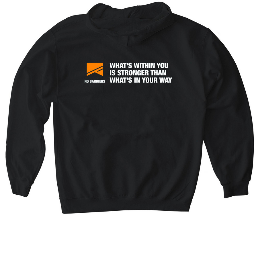 No Barriers Apparel, a Black Gildan Softstyle Pullover Hoodie (back-view)