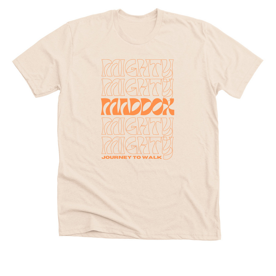 Mighty Maddox Funky Orange Logo, a Heather Soft Cream Premium Unisex Tee