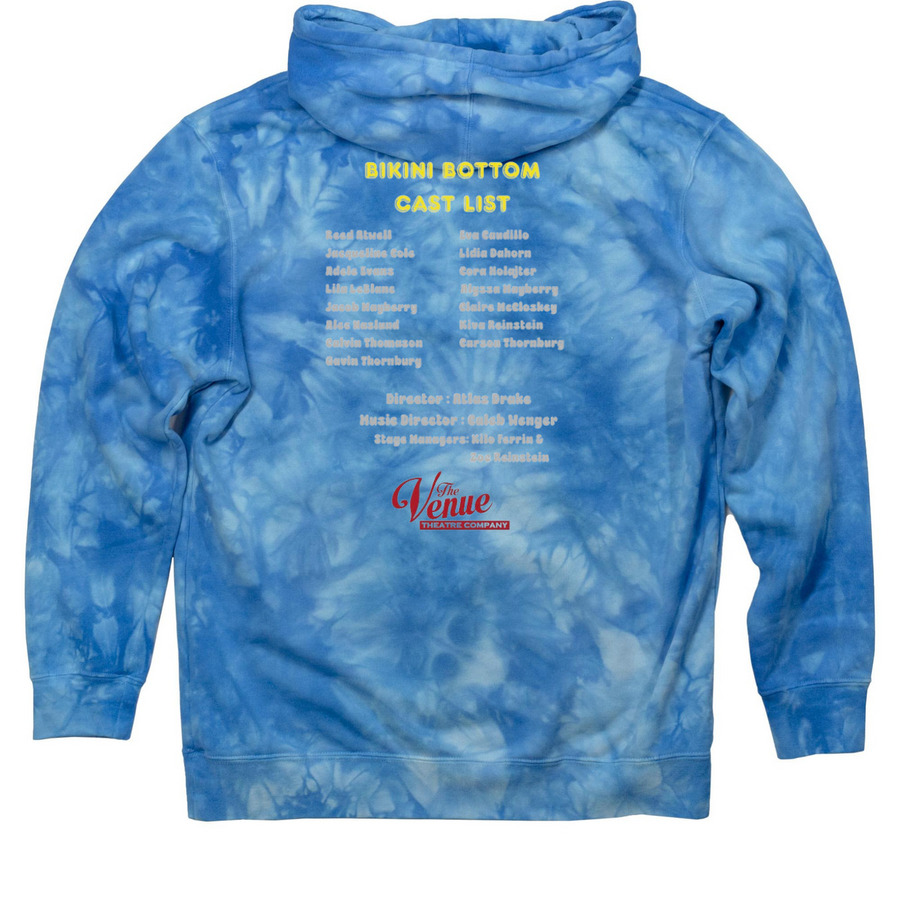 SpongeBob Show Shirts, a Aqua Blue Tie Dye Pullover Hoodie (back-view)