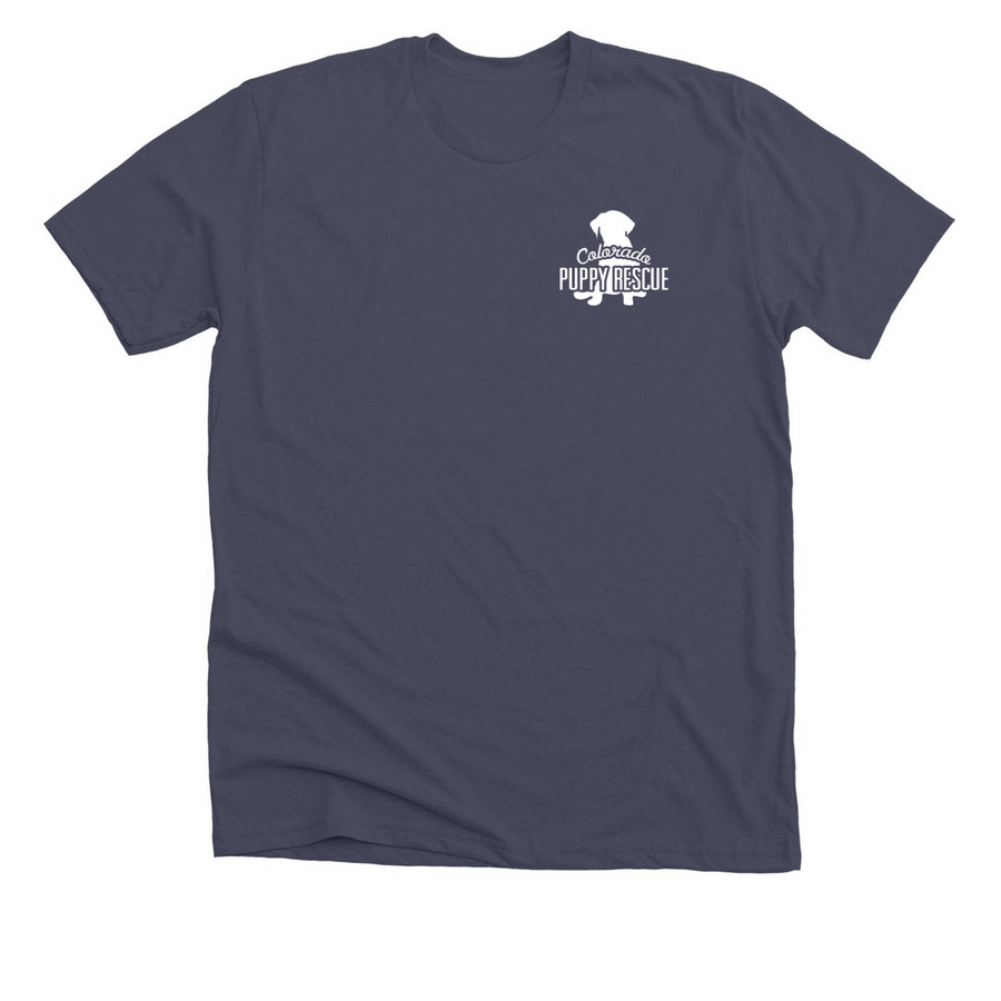 Rescued is my Favorite Breed, a Heather Midnight Navy Premium Unisex Tee
