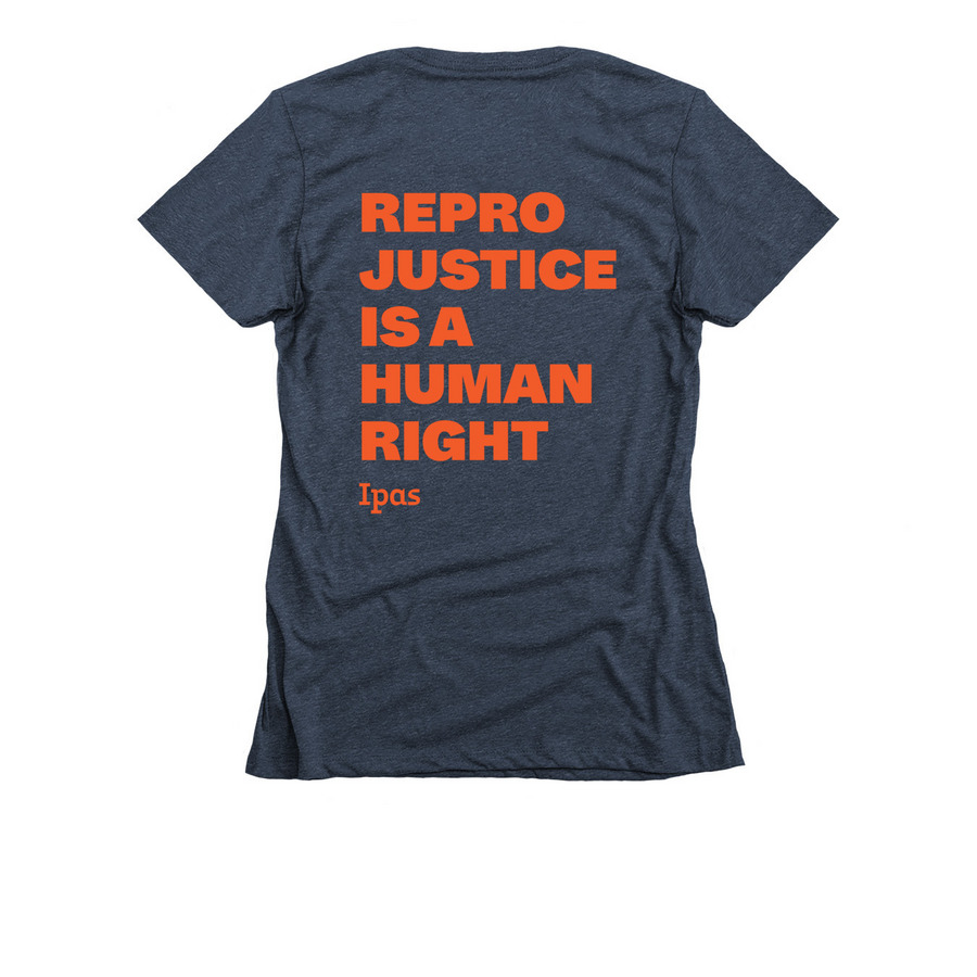 Repro Justice is a Human Right, a Midnight Navy Women's Slim Fit Tee (back-view)
