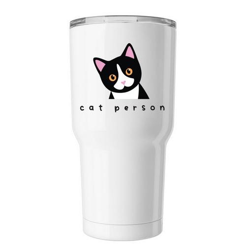cat person, a White Insulated Tumbler