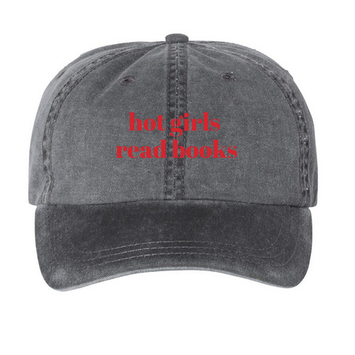 hot girls read books&nbsp;, a Black Printed Pigment Dye Baseball Cap