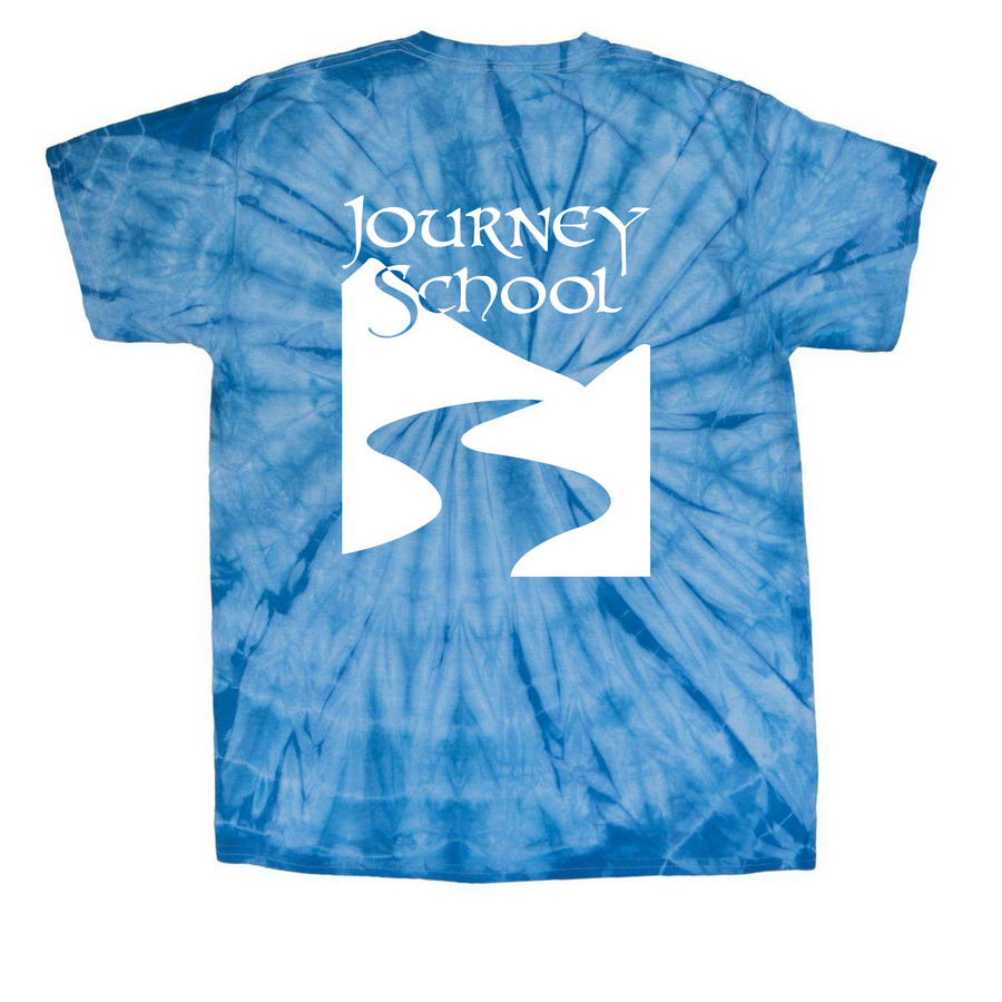 Adult Tees and Sweatshirts, a Baby Blue Classic Tie Dye Tee (back-view)