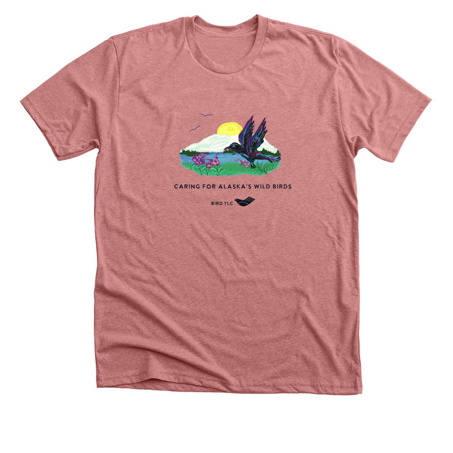 Bird TLC: Caring for Wild Birds, a Heather Mauve Premium Unisex Tee