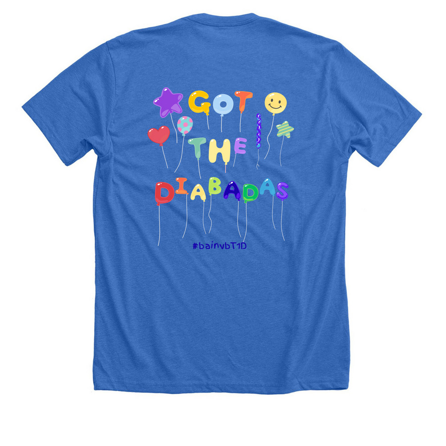 BainybT1D Breakthrough T1D Team T-shirt, a Heather True Royal Premium Unisex Tee (back-view)