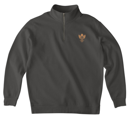 Oak Leaf Root & Return Launch Apparel, a Asphalt Midweight Quarter Zip Pullover