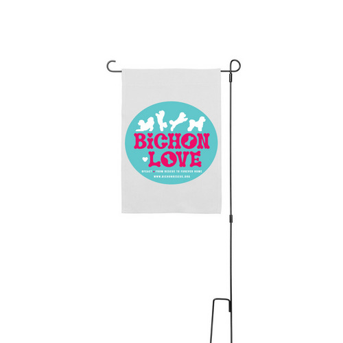 BFCACT Bichon Love, a White 12" x 18" Yard Flag with Stake